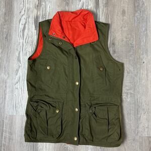 Polo Ralph Lauren Women’s XL Reversible Utility Vest Green Orange Cargo Pockets